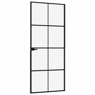 Binnendeur 83x201,5 cm gehard glas en aluminium smal zwart 4