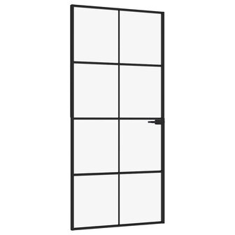 Binnendeur 93x201,5 cm gehard glas en aluminium smal zwart 2