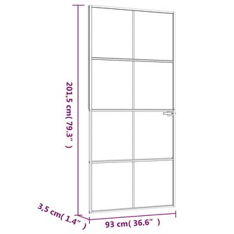 Binnendeur 93x201,5 cm gehard glas en aluminium smal zwart 8