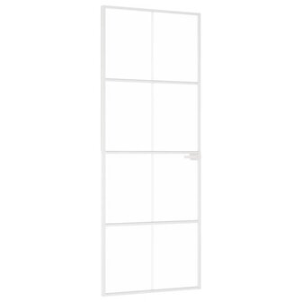 Binnendeur 76x201,5 cm gehard glas en aluminium smal wit 2