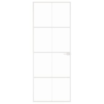 Binnendeur 76x201,5 cm gehard glas en aluminium smal wit 3