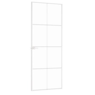 Binnendeur 76x201,5 cm gehard glas en aluminium smal wit 4