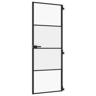 Binnendeur smal 76x201,5 cm gehard glas en aluminium zwart 2