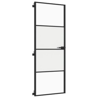 Binnendeur smal 76x201,5 cm gehard glas en aluminium zwart 4