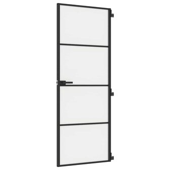 Binnendeur smal 76x201,5 cm gehard glas en aluminium zwart 2
