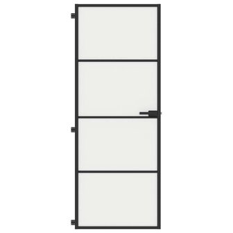 Binnendeur smal 76x201,5 cm gehard glas en aluminium zwart 3