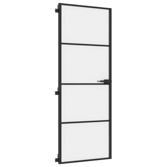 Binnendeur smal 76x201,5 cm gehard glas en aluminium zwart 4