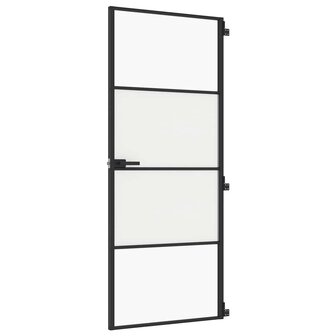 Binnendeur smal 83x201,5 cm gehard glas en aluminium zwart 2