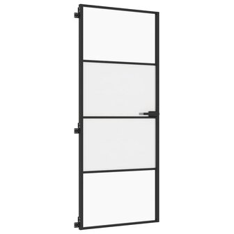 Binnendeur smal 83x201,5 cm gehard glas en aluminium zwart 4