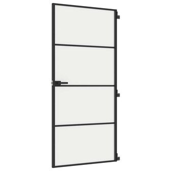 Binnendeur smal 93x201,5 cm gehard glas en aluminium zwart 2