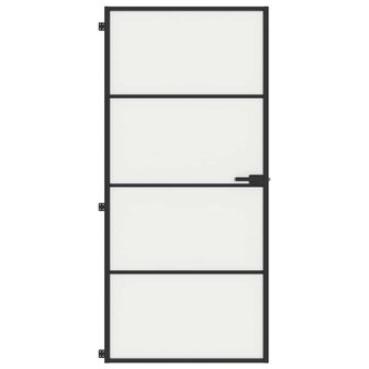 Binnendeur smal 93x201,5 cm gehard glas en aluminium zwart 3