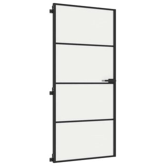 Binnendeur smal 93x201,5 cm gehard glas en aluminium zwart 4