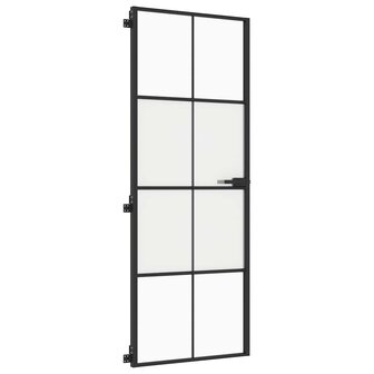 Binnendeur smal 76x201,5 cm gehard glas en aluminium zwart 4
