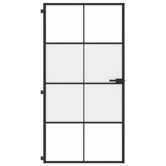 Binnendeur smal 102,5x201,5 cm gehard glas en aluminium zwart 3