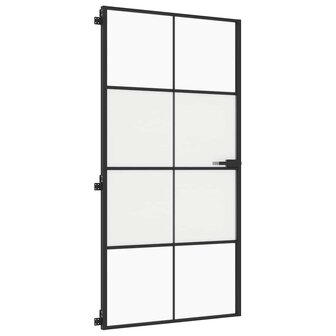 Binnendeur smal 102,5x201,5 cm gehard glas en aluminium zwart 4