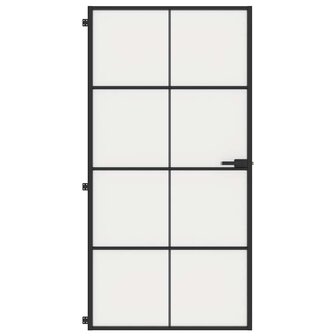 Binnendeur smal 102,5x201,5 cm gehard glas en aluminium zwart 3