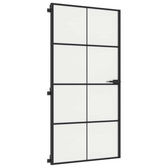 Binnendeur smal 102,5x201,5 cm gehard glas en aluminium zwart 4