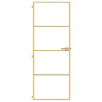 Binnendeur smal 76x201,5 cm gehard glas en aluminium goudkleur 3