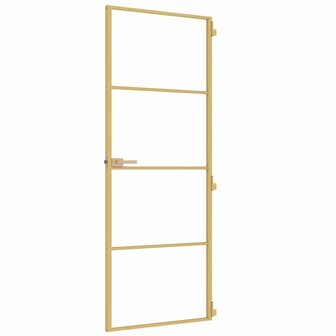 Binnendeur smal 76x201,5 cm gehard glas en aluminium goudkleur 4