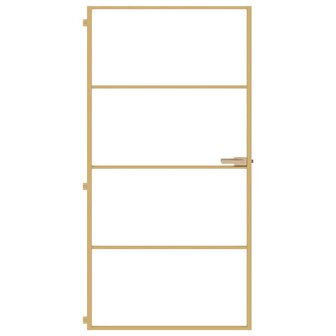 Binnendeur smal 102,5x201,5 cm gehard glas en aluminium goud 3