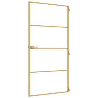 Binnendeur smal 102,5x201,5 cm gehard glas en aluminium goud 4