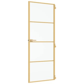 Binnendeur smal 76x201,5 cm gehard glas en aluminium goudkleur 4