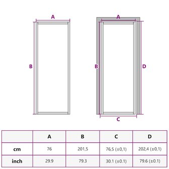 Binnendeur smal 76x201,5 cm gehard glas en aluminium goudkleur 10