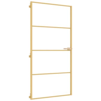 Binnendeur smal 102,5x201,5 cm gehard glas en aluminium goud 2