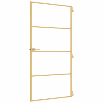 Binnendeur smal 102,5x201,5 cm gehard glas en aluminium goud 4