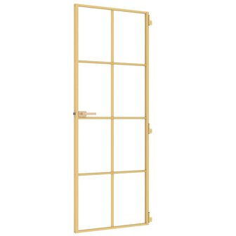 Binnendeur smal 76x201,5 cm gehard glas en aluminium goudkleur 4