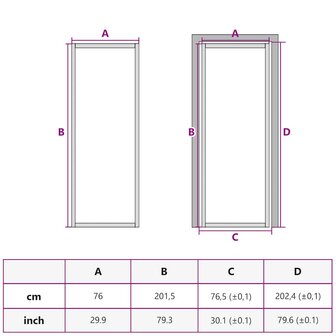 Binnendeur smal 76x201,5 cm gehard glas en aluminium goudkleur 10
