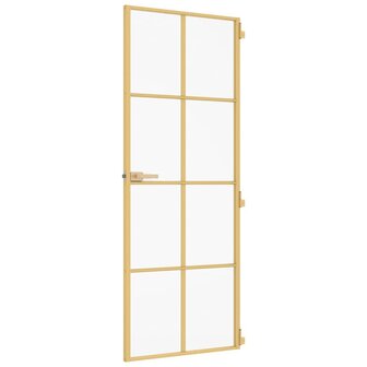 Binnendeur smal 83x201,5 cm gehard glas en aluminium goudkleur 4