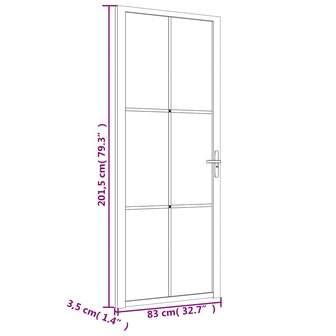 Binnendeur 83x201,5 cm ESG-glas en aluminium wit 7