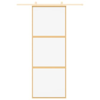 Schuifdeur 76x205 cm helder ESG-glas en aluminium goudkleurig 8