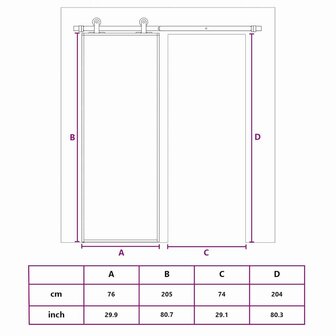 Schuifdeur 76x205 cm helder ESG-glas en aluminium goudkleurig 10