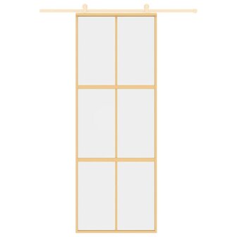 Schuifdeur 76x205 cm helder ESG-glas en aluminium goudkleurig 8