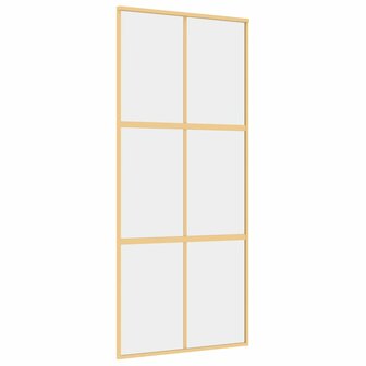 Schuifdeur 90x205 cm helder ESG-glas en aluminium goudkleurig 2