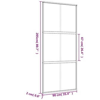 Schuifdeur 90x205 cm helder ESG-glas en aluminium goudkleurig 9