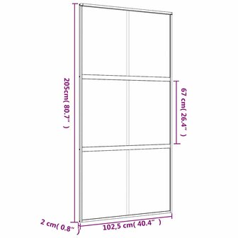 Schuifdeur 102,5x205 cm helder ESG-glas en aluminium goudkleur 9