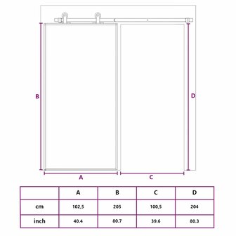 Schuifdeur 102,5x205 cm helder ESG-glas en aluminium goudkleur 10