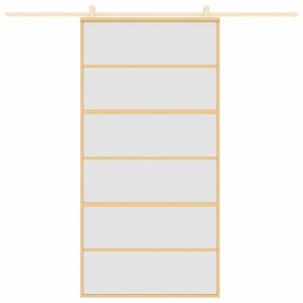 Schuifdeur 102,5x205 cm mat ESG-glas en aluminium goudkleurig 8