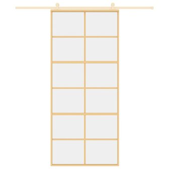Schuifdeur 90x205 cm helder ESG-glas en aluminium goudkleurig 8