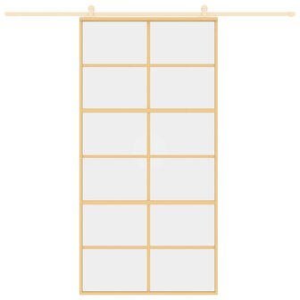 Schuifdeur 102,5x205 cm helder ESG-glas en aluminium goudkleur 8