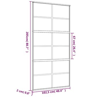 Schuifdeur 102,5x205 cm helder ESG-glas en aluminium goudkleur 9