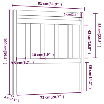 Hoofdbord 81x4x100 cm massief grenenhout zwart 5