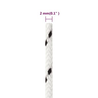 Boottouw gevlochten 2 mmx50 m polyester wit	 5