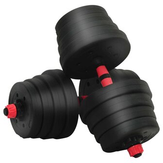 4-in-1 Halterset 40kg Zwart en Rood Cement en ijzeren zand 4