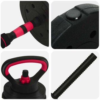 4-in-1 Halterset 40kg Zwart en Rood Cement en ijzeren zand 10