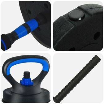 4-in-1 Halterset 40kg Zwart en Blauw Cement en ijzeren zand 10