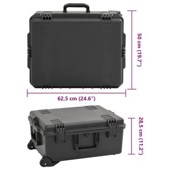 Flightcase draagbaar 62,5x50x28,5 cm PP zwart 8